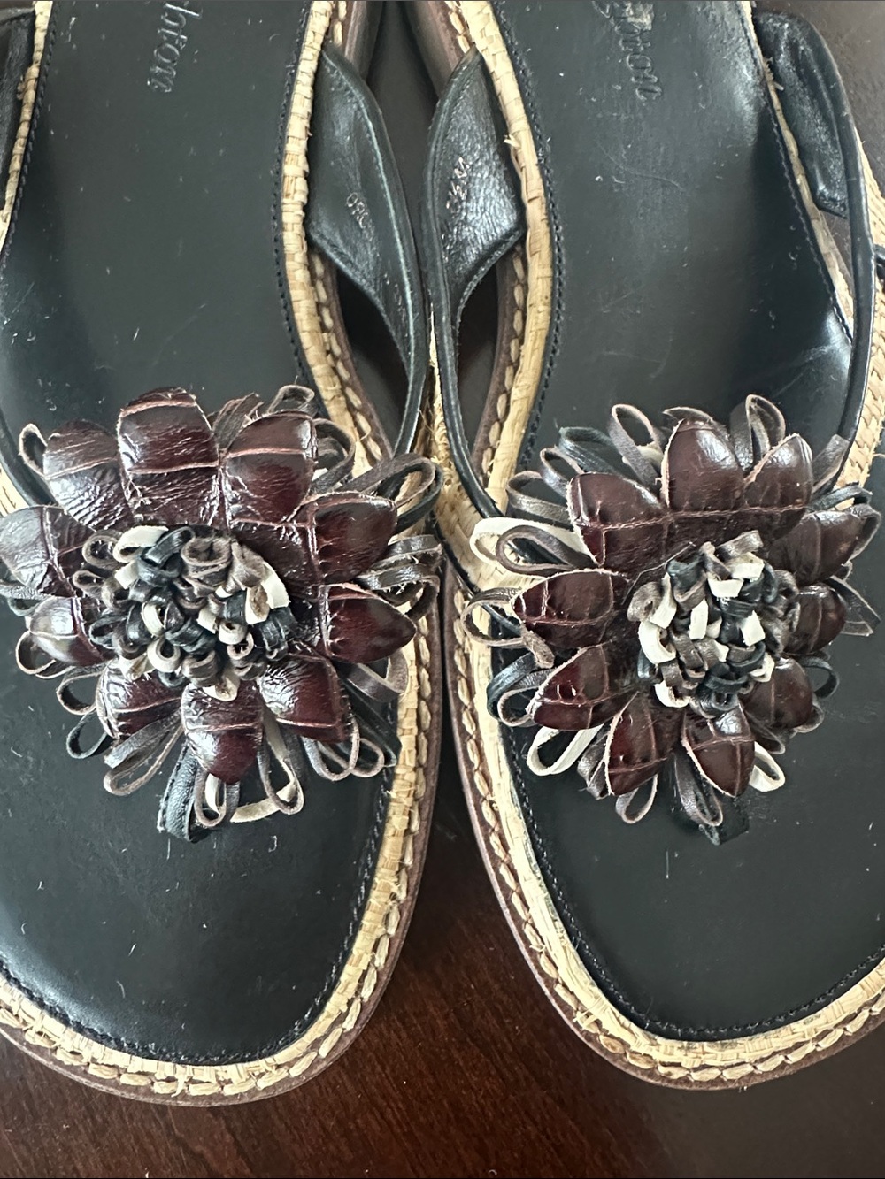 Brighton Womens Orchid Leather Rafia Thong Flip Flop Sandals Size 7.5 - Picture 8 of 11